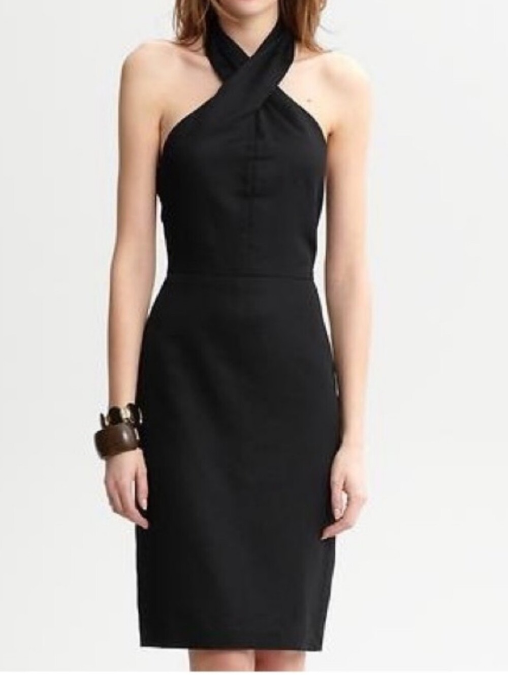 Banana Republic Black Halter Linen Dress